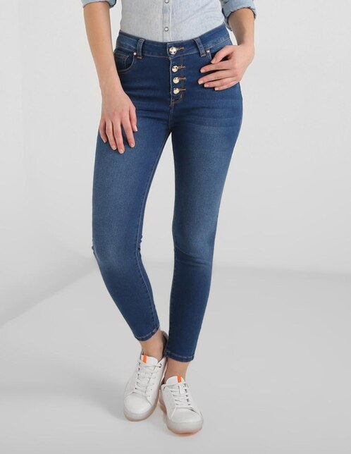 Jeans Furor denim de corte skinny cintura media para mujer en SB