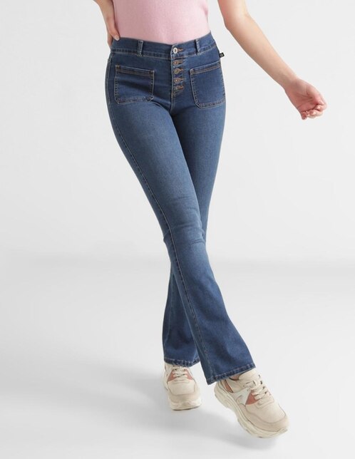 Jeans Oh Pomp! corte campana cintura media para mujer Suburbia.com.mx