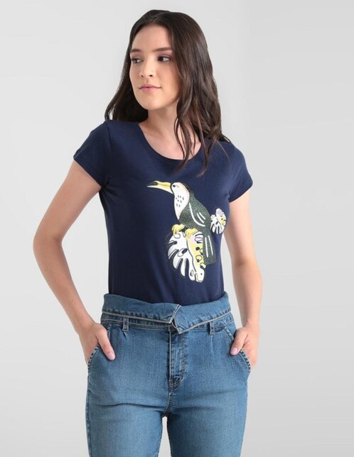 Playera Non Stop con estampado manga corta para mujer en SB