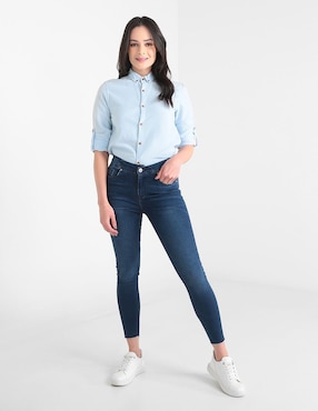 Jeans skinny Furor JLO lavado medio corte cintura para mujer