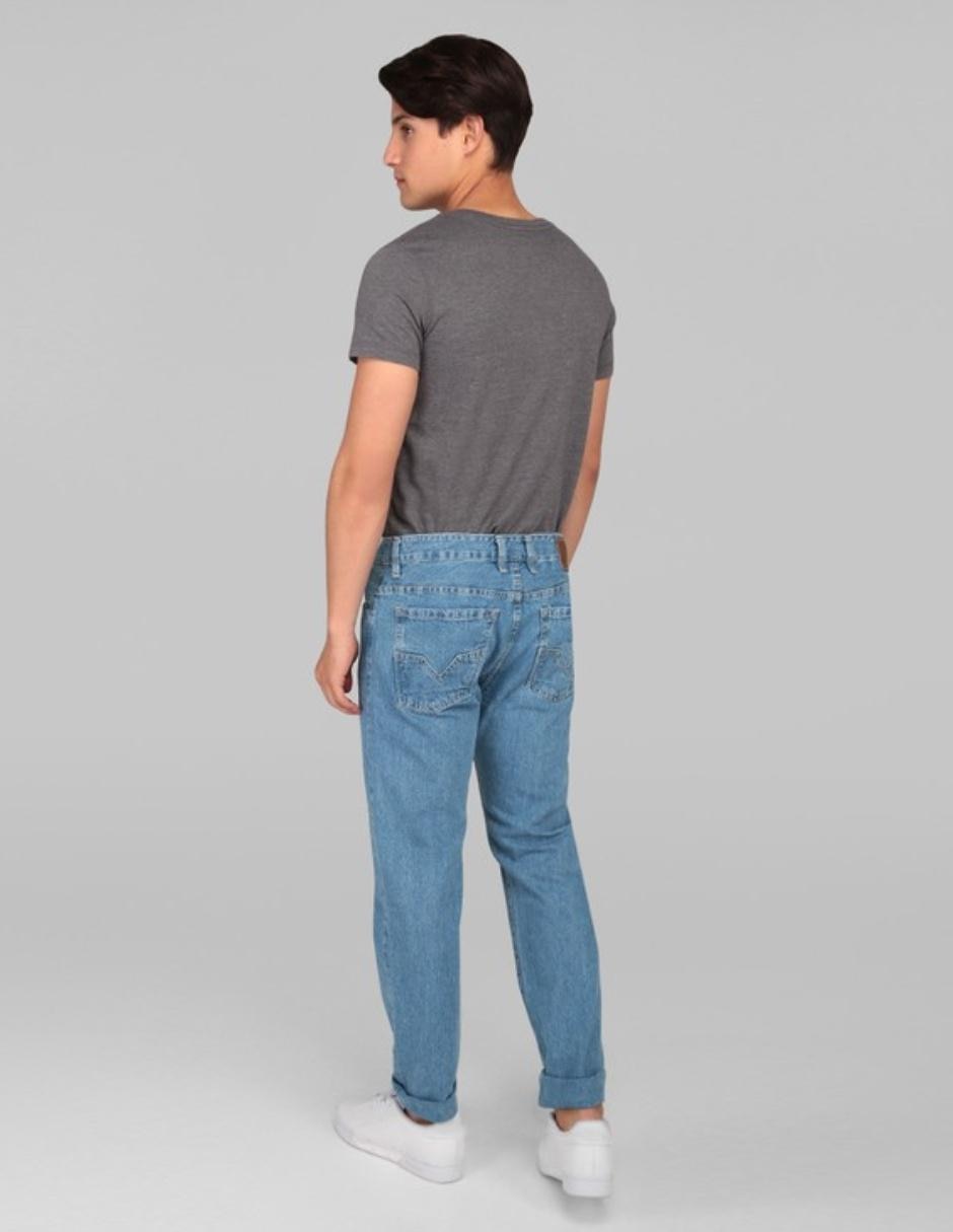 Jeans recto lavado claro para hombre 2