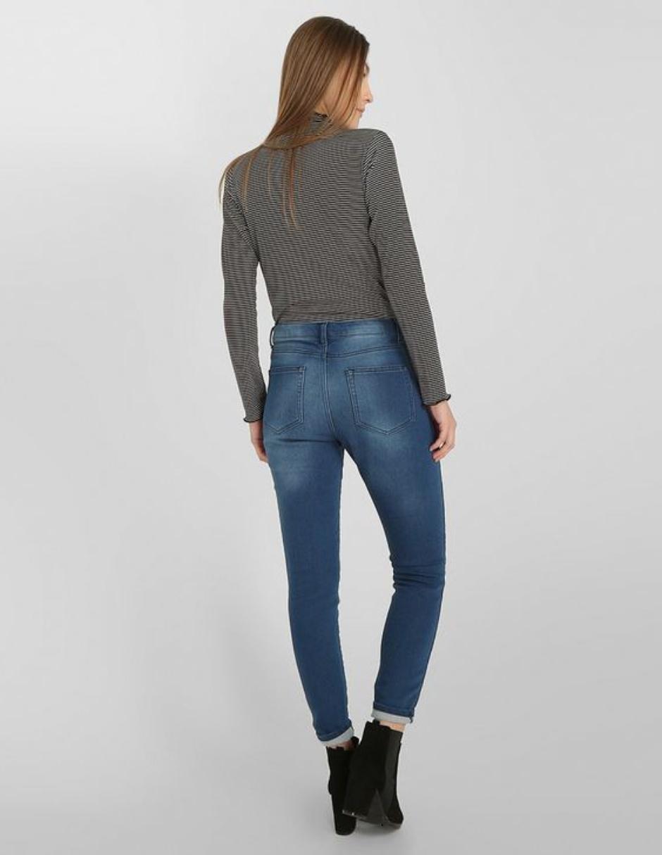 Jeans skinny corte cintura para mujer 2