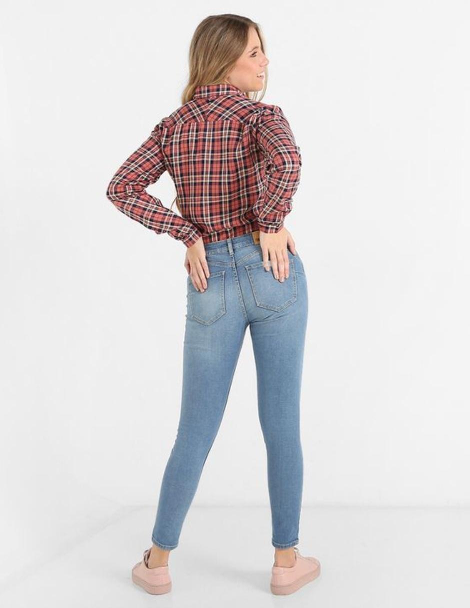 Jeans skinny corte cintura para mujer 5