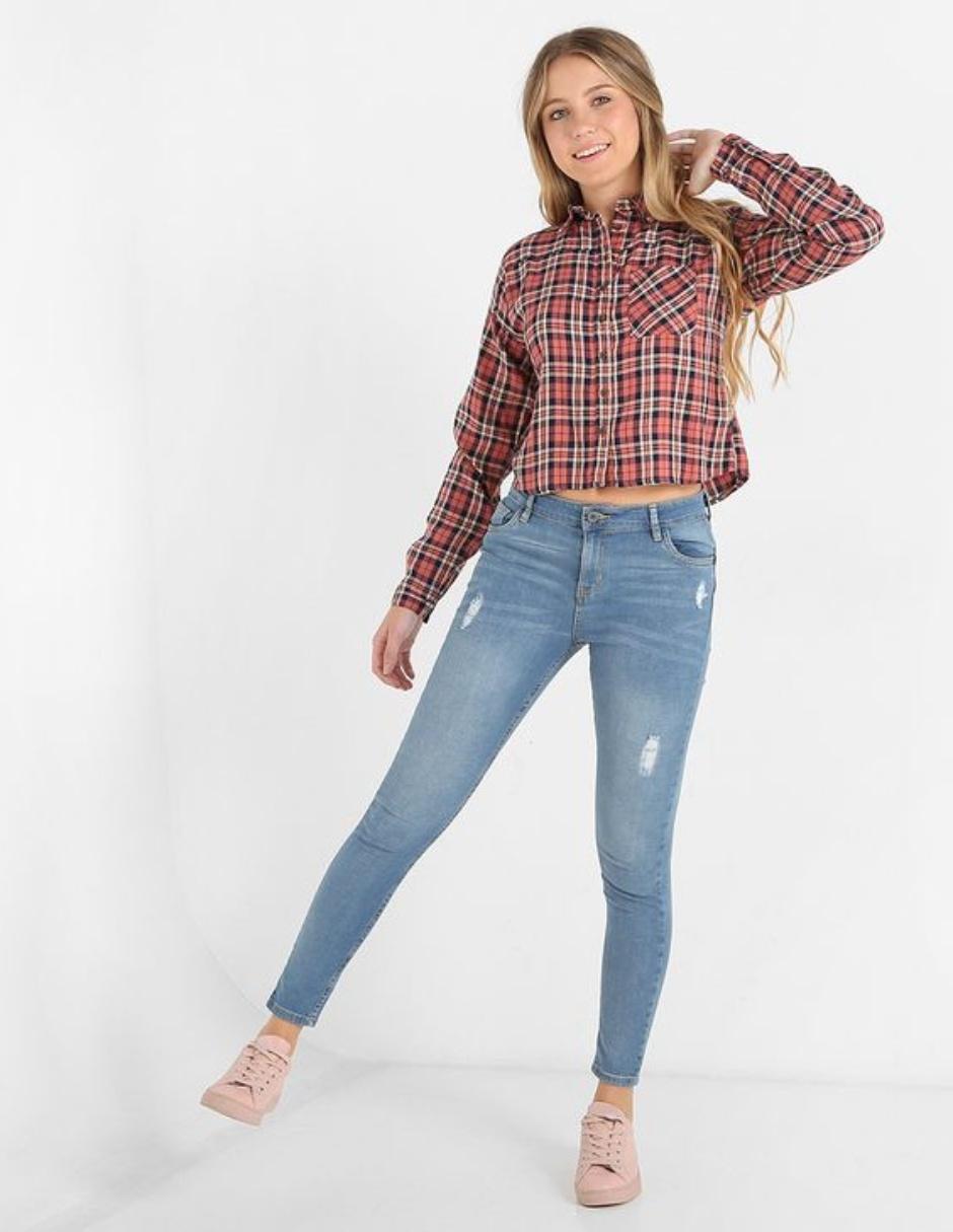 Jeans skinny corte cintura para mujer 6