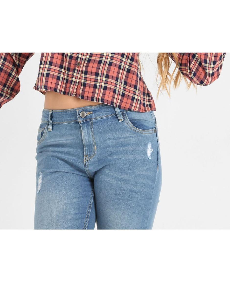 Jeans skinny corte cintura para mujer 7