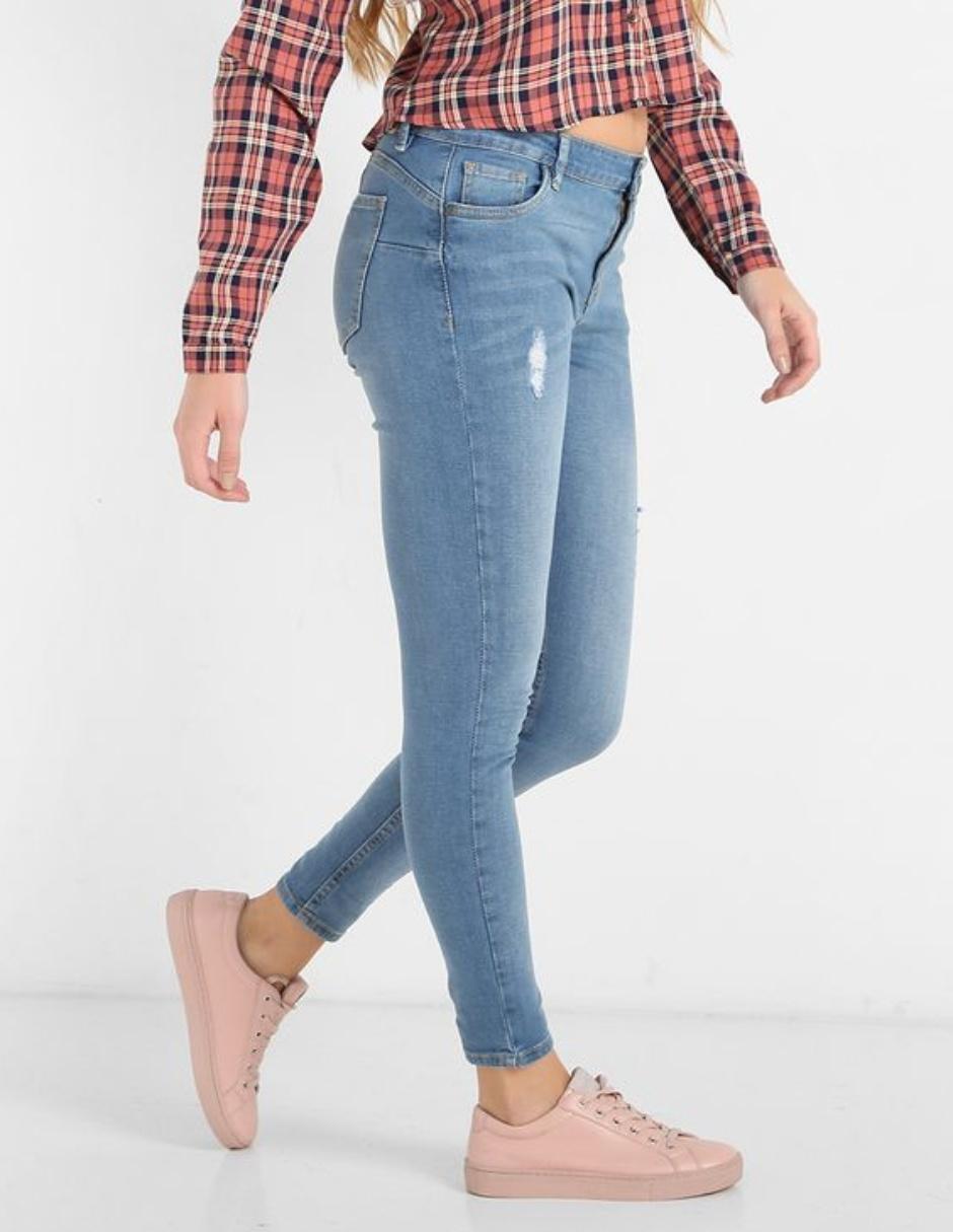 Jeans skinny corte cintura para mujer 8