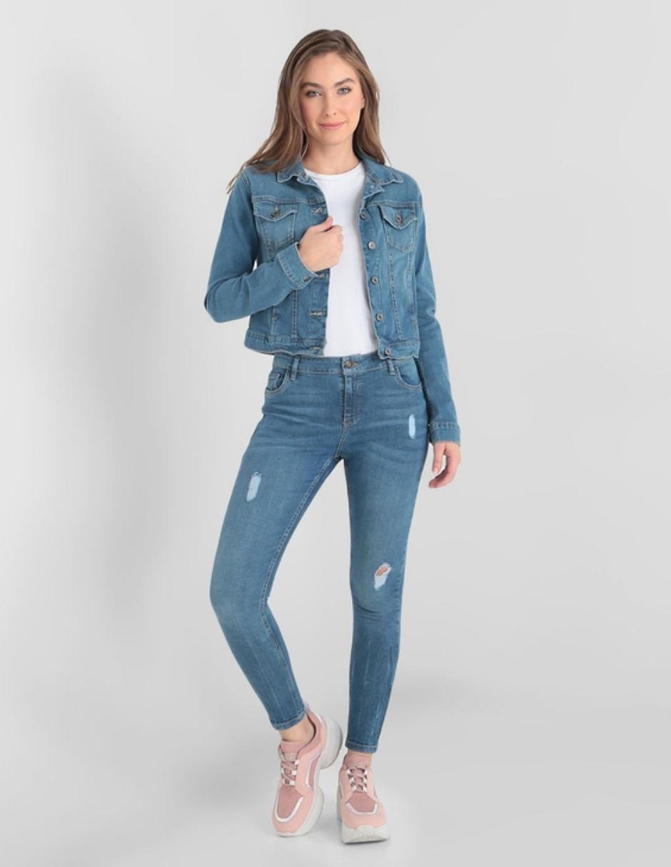 Jeans skinny corte cintura para mujer 6