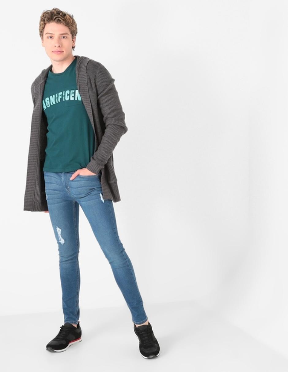 Jeans skinny lavado stone wash para hombre 3
