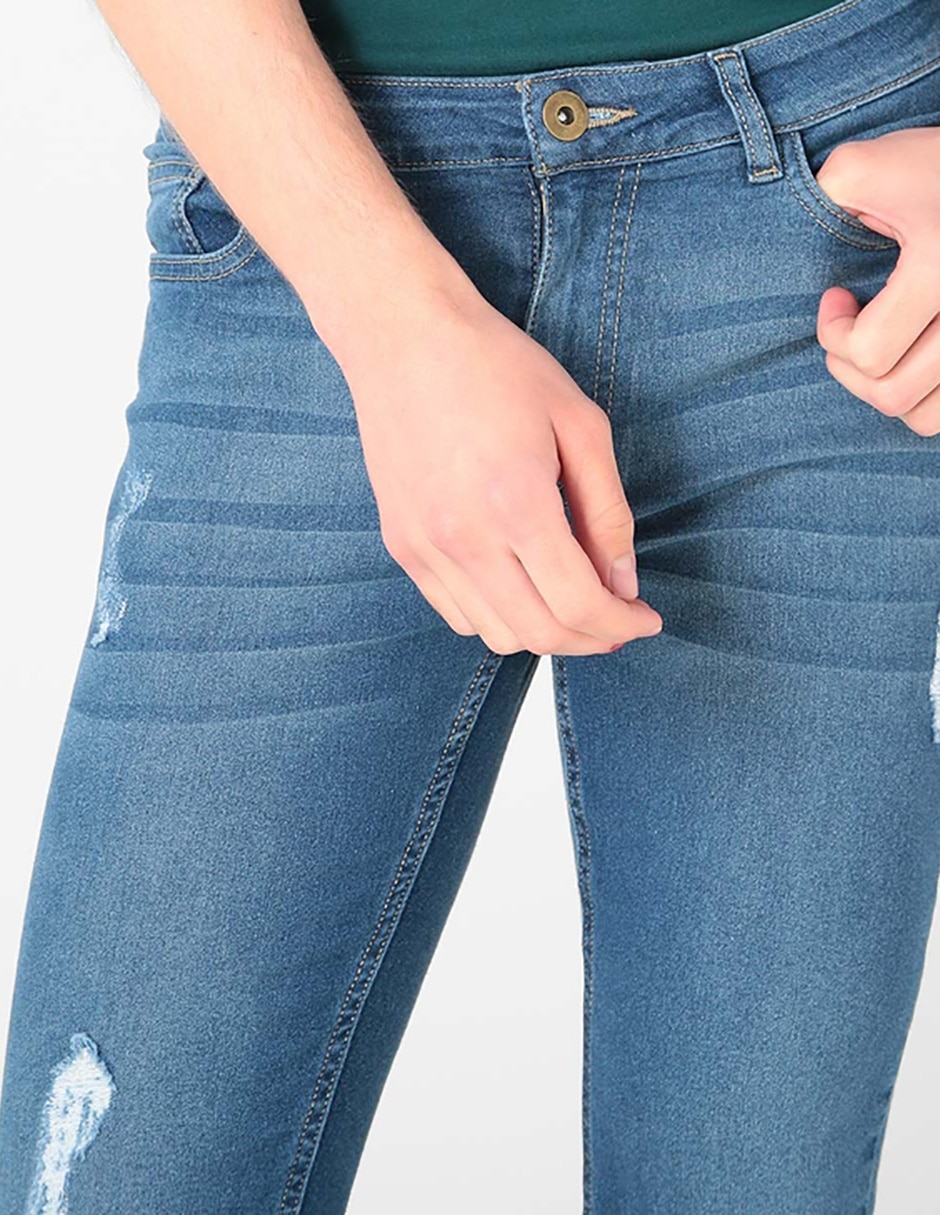 Jeans skinny lavado stone wash para hombre 4