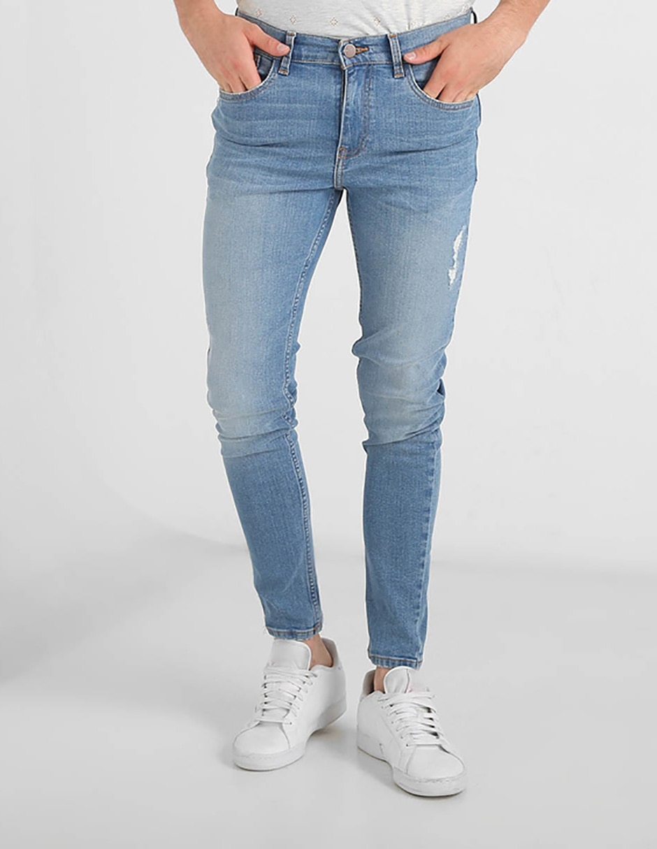 Jeans corte skinny cintura media y pierna ajustada para hombre