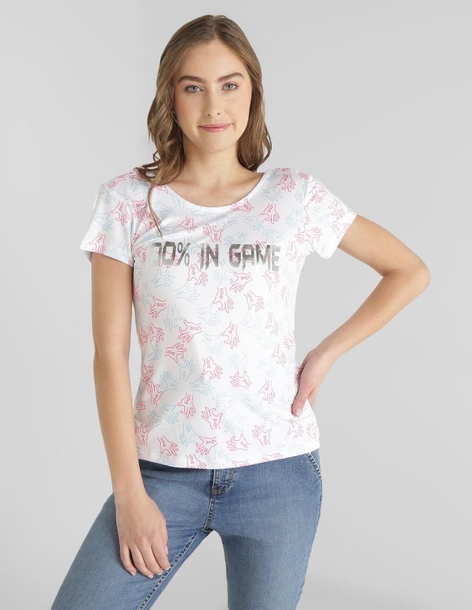 Playera Non Stop cuello redondo estampado gráfico para mujer en SB