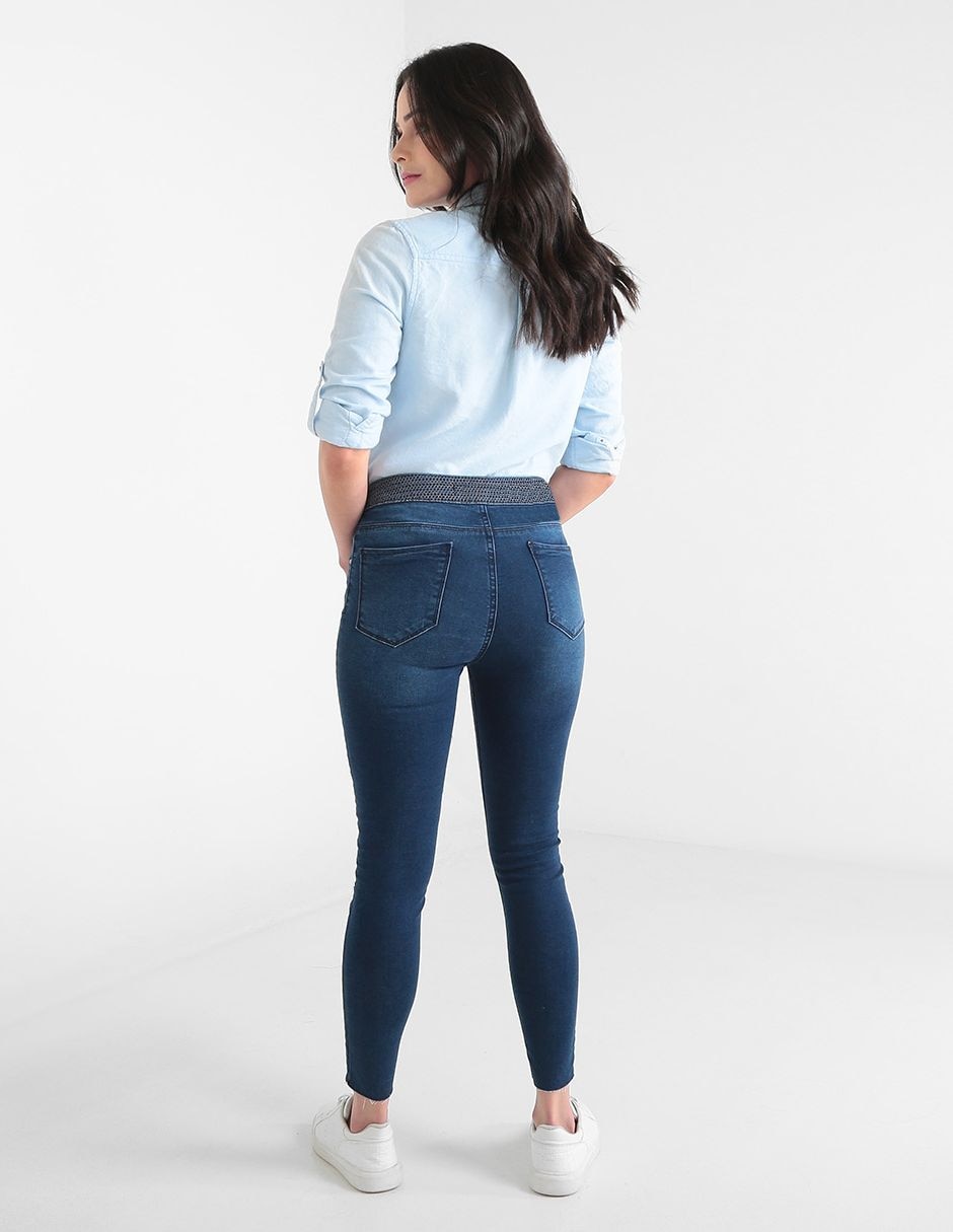 Jeans skinny JLO lavado medio corte cintura para mujer 2