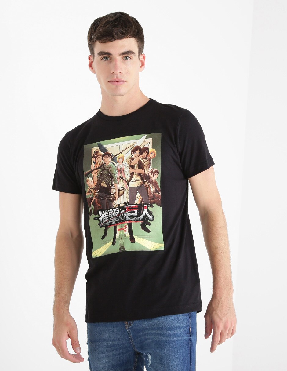Playera Attack on Títan con estampado cuello redondo para hombre en SB
