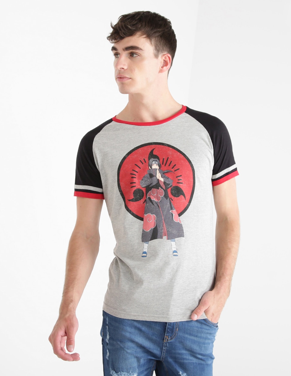 Playera Naruto Shippuden jaspeada con estampado para hombre en SB